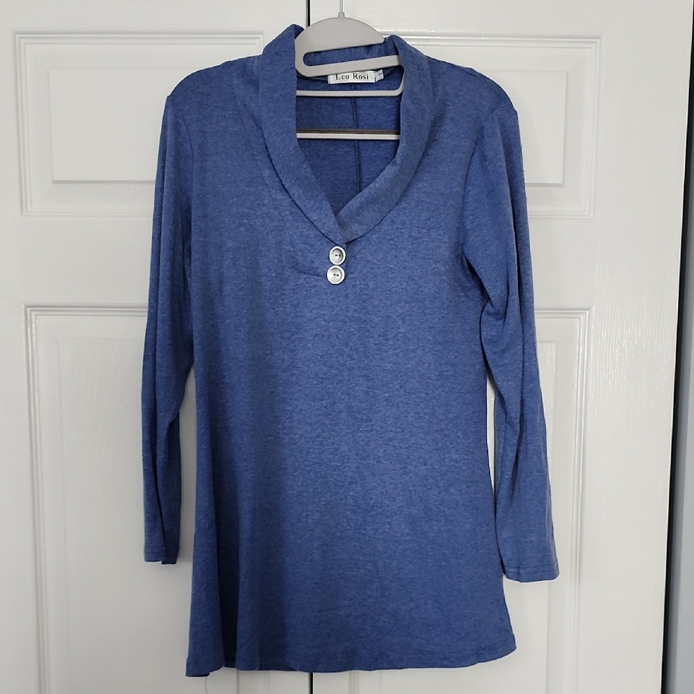 Leo Rosi Blue Long Sleeve Top with Button Details